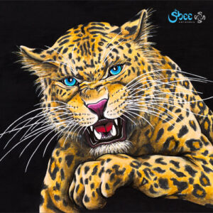 Leopard Roar - acrylic on canvas 35 x 35 cm