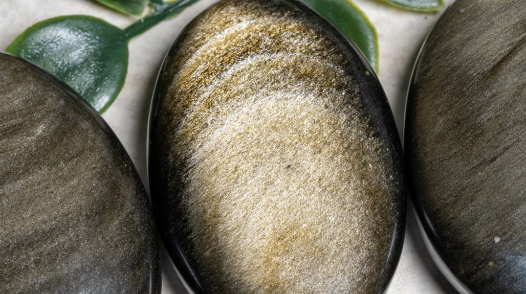 Golden Obsidian Palm Stones